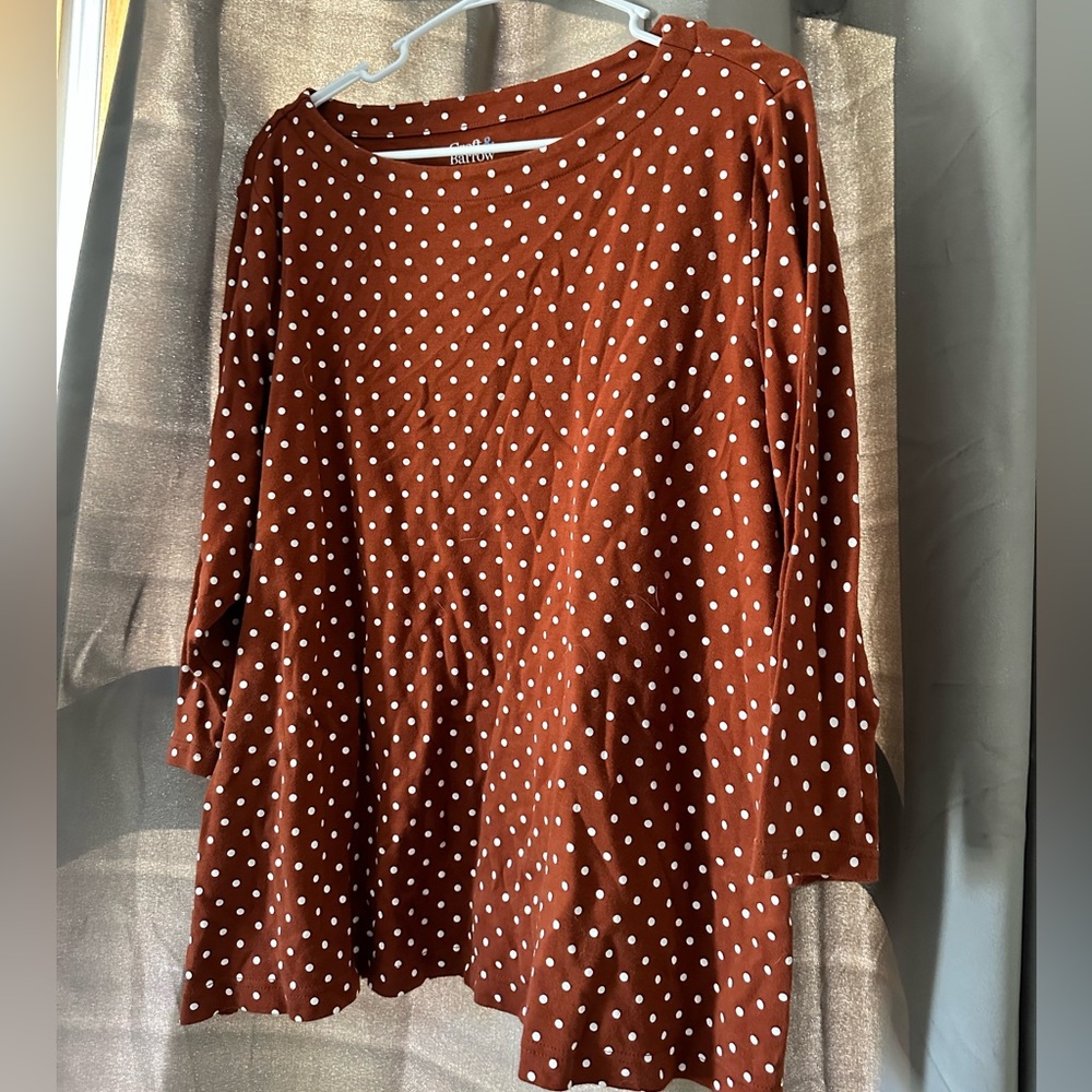 Croft and barrow orange polka dot shirt